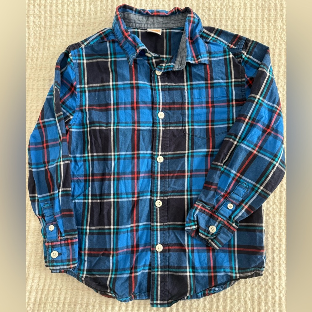 Gymboree Blue and Red Button Down Shirt Casual Plaid